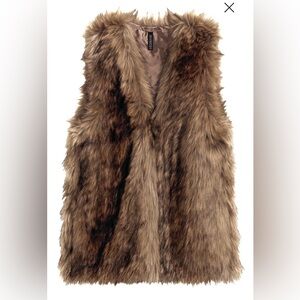 H&M Divided Faux Fur Vest in Brown and Black Size Large